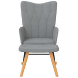 Rocking Chair with a Stool Light Grey Fabric - Rear View