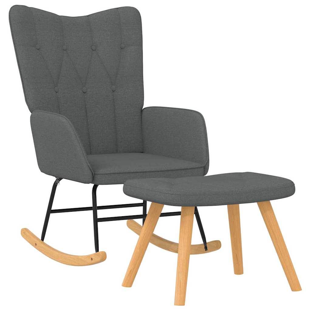 Rocking Chair with a Stool Dark Grey Fabric