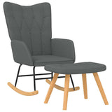 Rocking Chair with a Stool Dark Grey Fabric - Front View