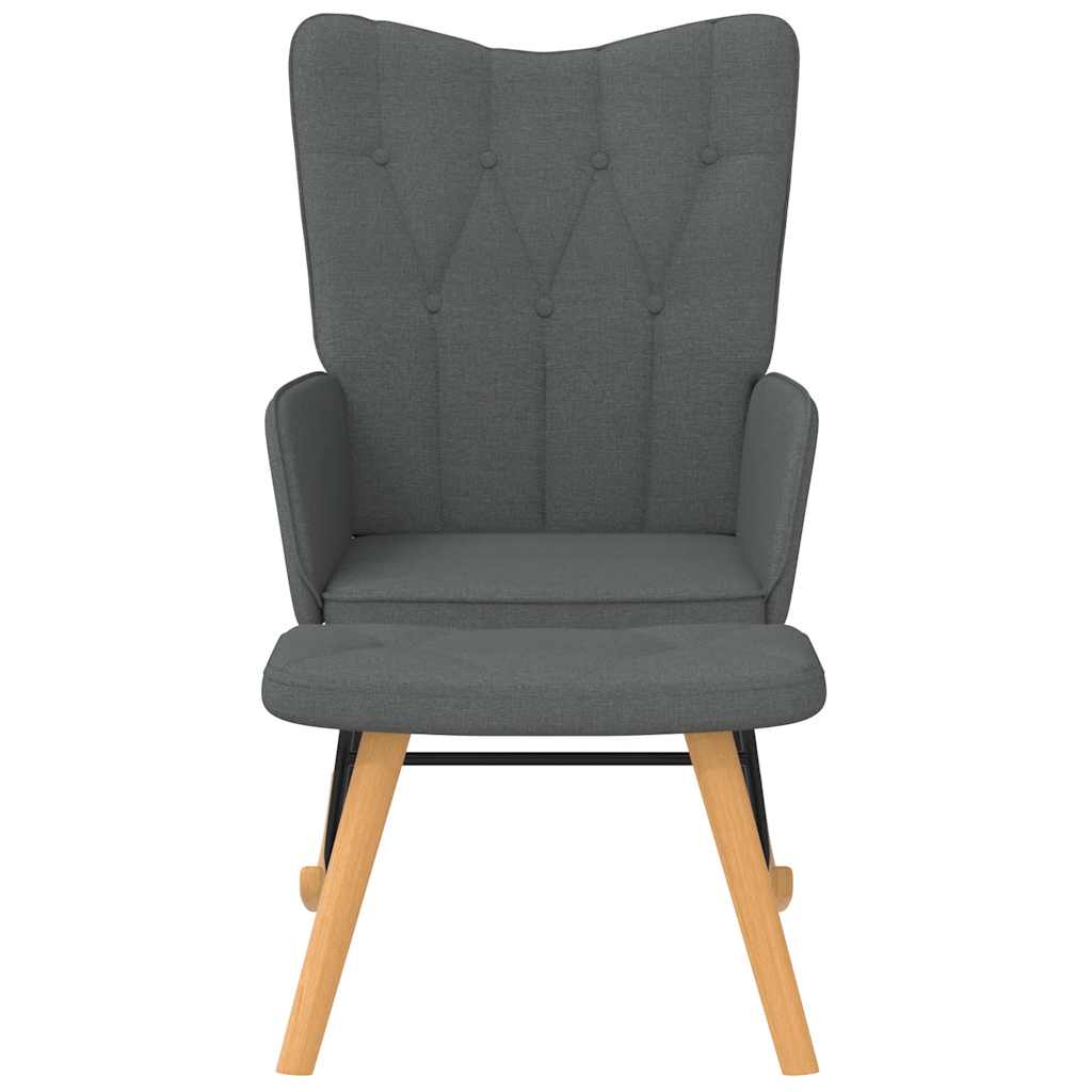 Rocking Chair with a Stool Dark Grey Fabric