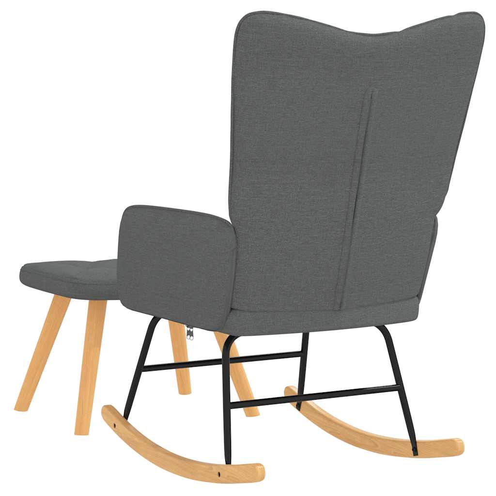 Rocking Chair with a Stool Dark Grey Fabric