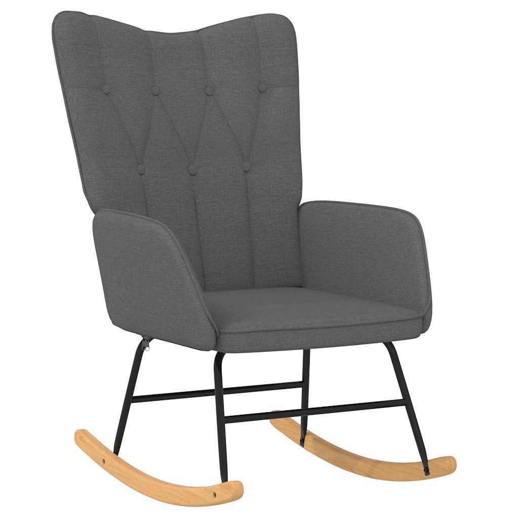 Rocking Chair with a Stool Dark Grey Fabric