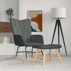 Rocking Chair with a Stool Dark Grey Fabric
