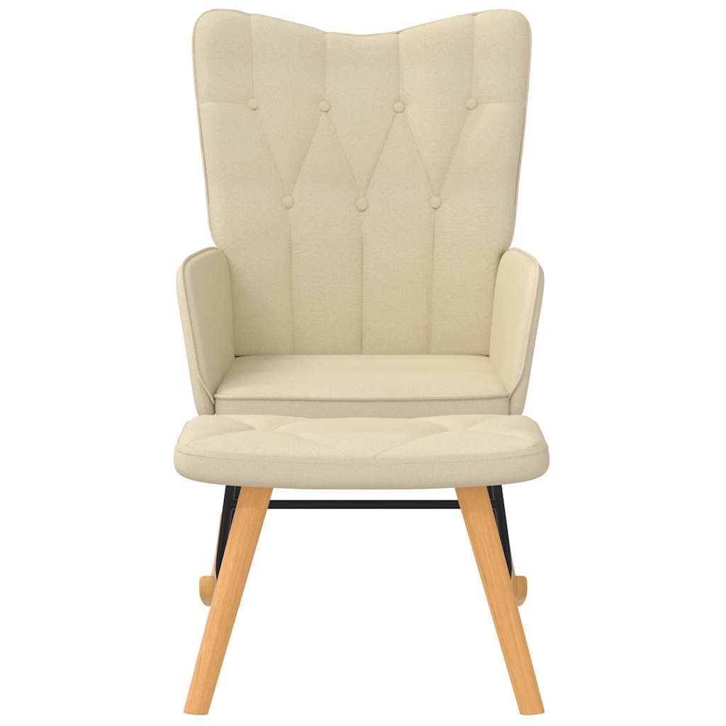 Rocking Chair with a Stool Cream Fabric