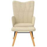 Rocking Chair with a Stool Cream Fabric