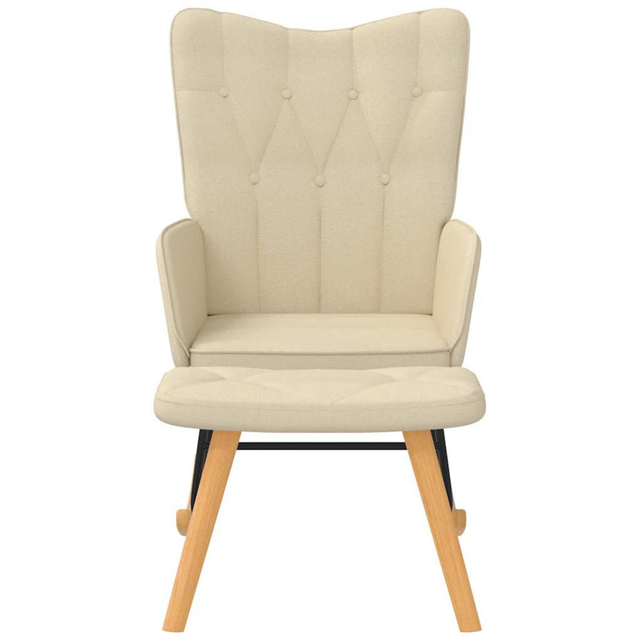 Rocking Chair with a Stool Cream Fabric
