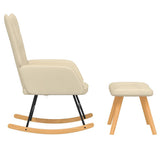 Rocking Chair with a Stool Cream Fabric - Top-Down View