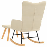 Rocking Chair with a Stool Cream Fabric - 45-Degree Angle