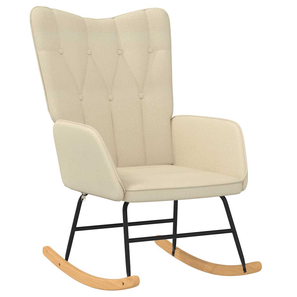 Rocking Chair with a Stool Cream Fabric