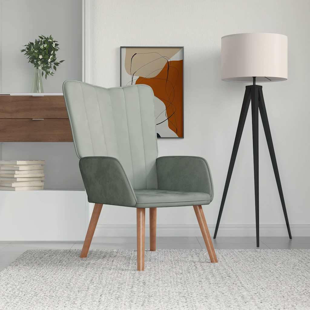 Relaxing Chair Light Grey Velvet