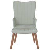 Relaxing Chair with a Stool Light Grey Velvet - Side View