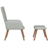 Relaxing Chair with a Stool Light Grey Velvet - Top-Down View