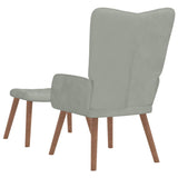 Relaxing Chair with a Stool Light Grey Velvet - 45-Degree Angle