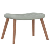 Relaxing Chair with a Stool Light Grey Velvet - Close-Up Angle
