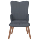 Relaxing Chair with a Stool Dark Grey Velvet - Side View