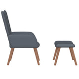 Relaxing Chair with a Stool Dark Grey Velvet