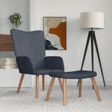 Relaxing Chair with a Stool Dark Grey Velvet