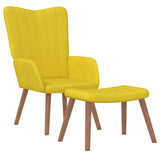 Relaxing Chair with a Stool Mustard Yellow Velvet