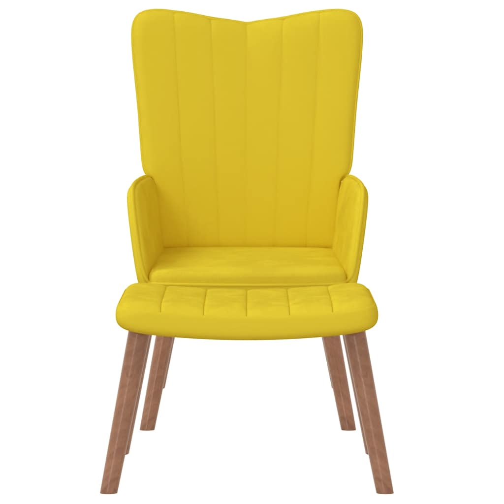 Relaxing Chair with a Stool Mustard Yellow Velvet