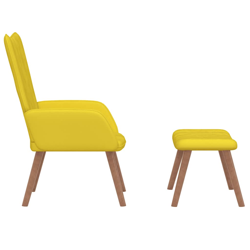 Relaxing Chair with a Stool Mustard Yellow Velvet