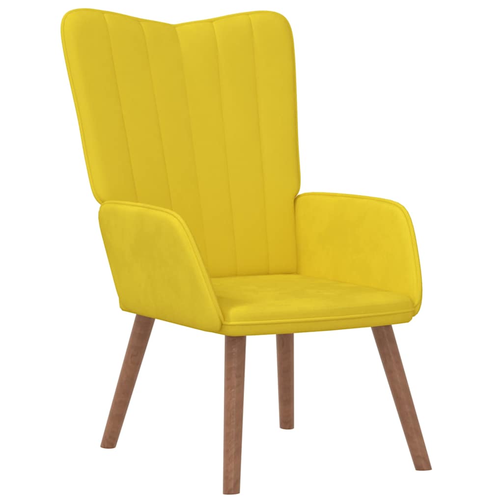 Relaxing Chair with a Stool Mustard Yellow Velvet