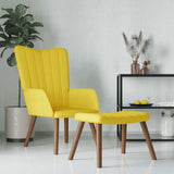 Relaxing Chair with a Stool Mustard Yellow Velvet
