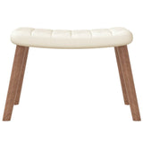 Relaxing Chair with a Stool Cream White Velvet