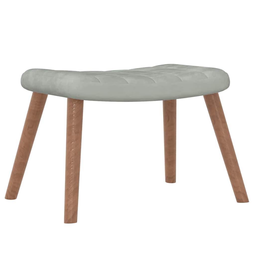 Rocking Chair with a Stool Light Grey Velvet