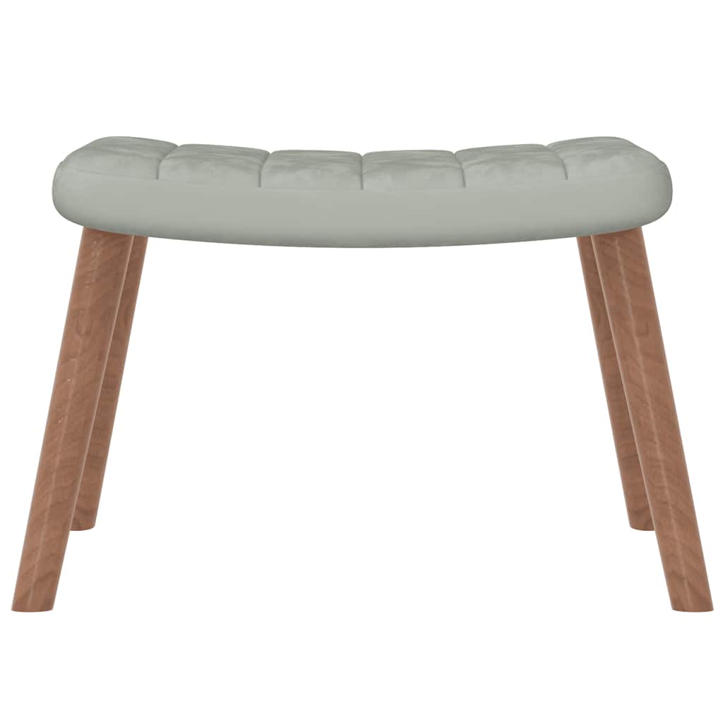Rocking Chair with a Stool Light Grey Velvet