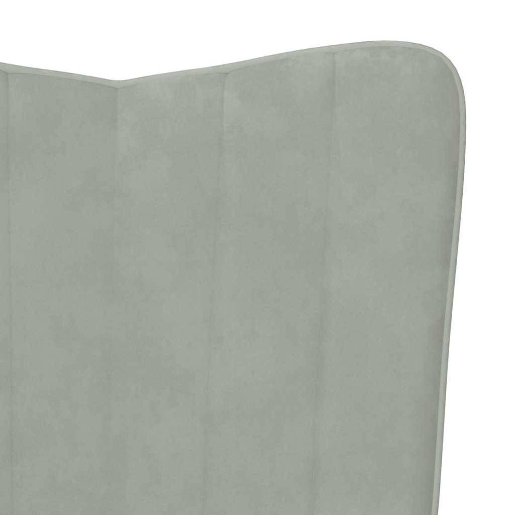 Rocking Chair with a Stool Light Grey Velvet