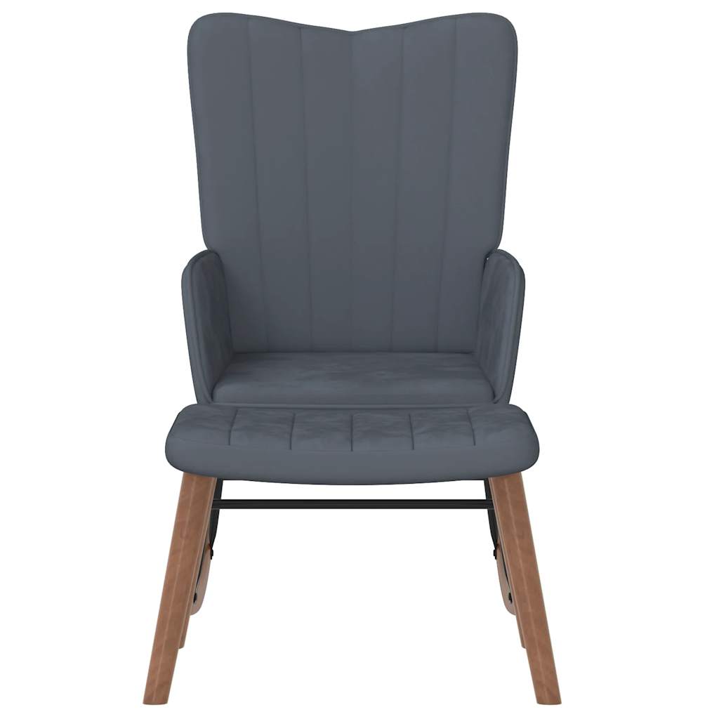 Rocking Chair with a Stool Dark Grey Velvet