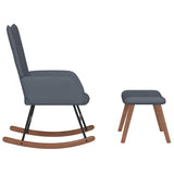 Rocking Chair with a Stool Dark Grey Velvet - Top-Down View