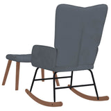 Rocking Chair with a Stool Dark Grey Velvet