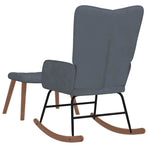 Rocking Chair with a Stool Dark Grey Velvet