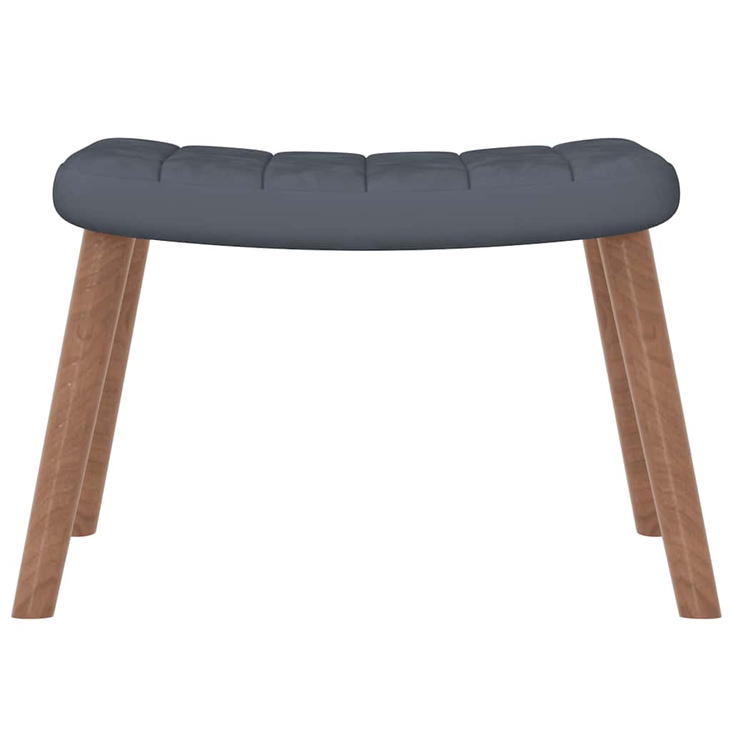 Rocking Chair with a Stool Dark Grey Velvet