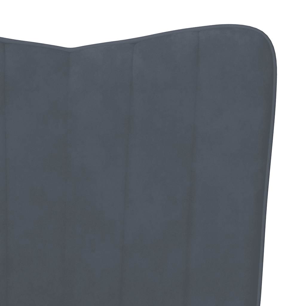 Rocking Chair with a Stool Dark Grey Velvet