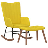Rocking Chair with a Stool Mustard Yellow Velvet