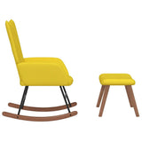Rocking Chair with a Stool Mustard Yellow Velvet