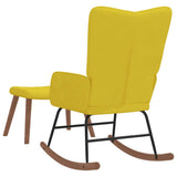 Rocking Chair with a Stool Mustard Yellow Velvet - Close-Up Angle