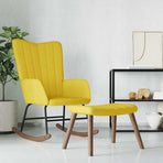 Rocking Chair with a Stool Mustard Yellow Velvet