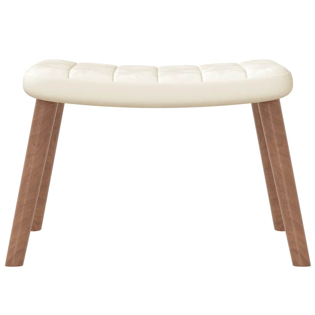 Rocking Chair with a Stool Cream White Velvet