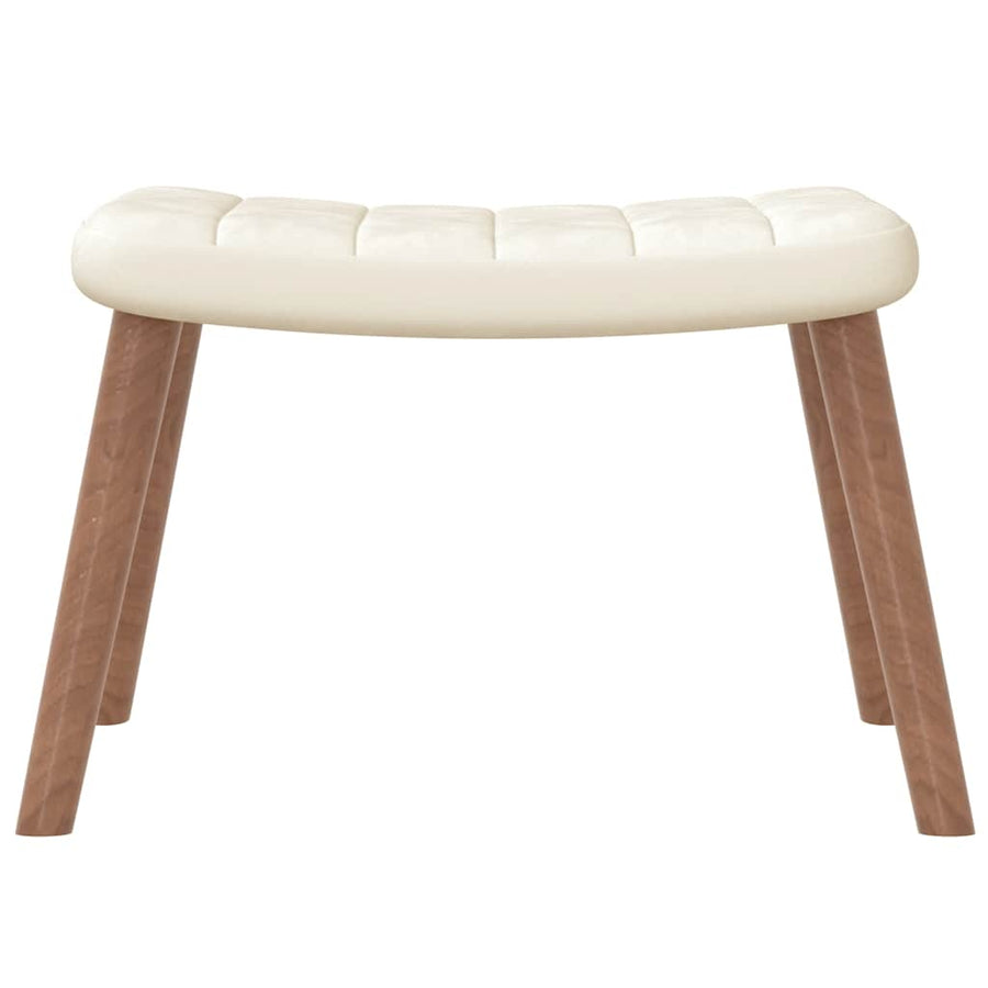 Rocking Chair with a Stool Cream White Velvet