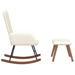 Rocking Chair with a Stool Cream White Velvet