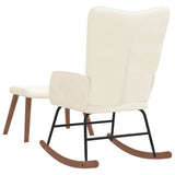 Rocking Chair with a Stool Cream White Velvet - Close-Up Angle