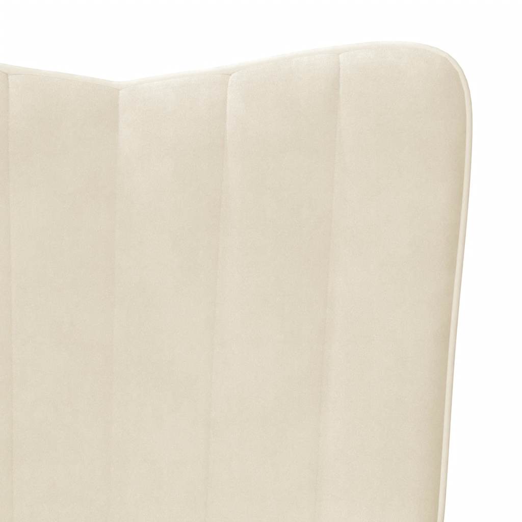 Rocking Chair with a Stool Cream White Velvet