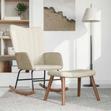 Rocking Chair with a Stool Cream White Velvet
