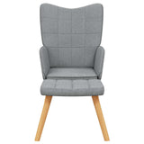 Relaxing Chair with a Stool Light Grey Fabric - Side View