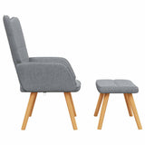 Relaxing Chair with a Stool Light Grey Fabric