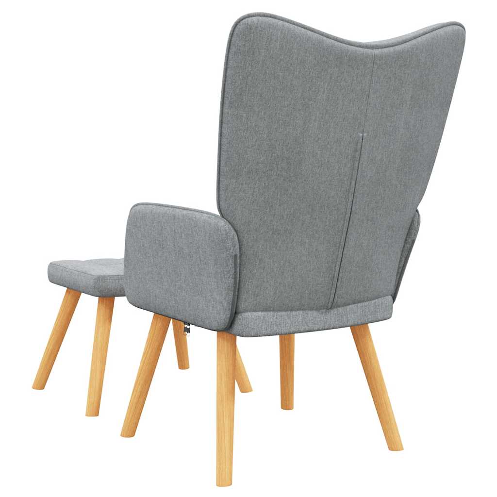 Relaxing Chair with a Stool Light Grey Fabric