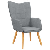 Relaxing Chair with a Stool Light Grey Fabric - Rear View